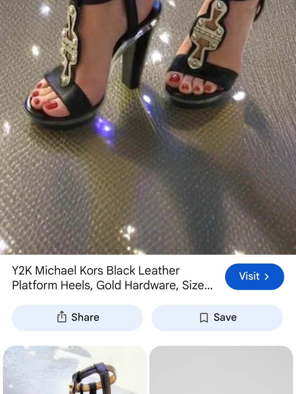 Michael Kors Black Leather Platform Sandals with Gold Hardware